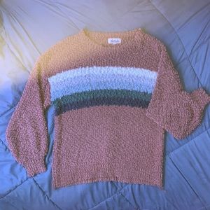 Listicle Cream Baby Blue Olive and Navy Sweater